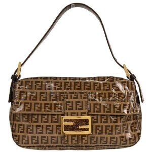 Fendi Brown PVC Zucchino Baguette Handbag 33492 26424 008 NQ00997